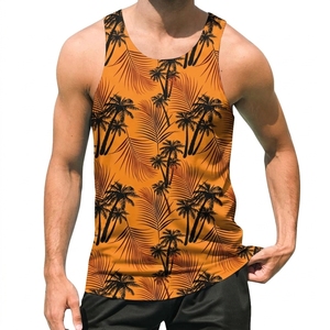 Chaleco Personalizado sin Mangas para Hombre, Cuello Redondo, Estampado de Palmeras Tropicales, Transpirable, Top de Verano, Camisetas de Baloncesto - Product Image 4