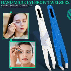 Juego de Pinzas Profesionales para Cejas, 3 Piezas, Pinzas con Punta Inclinada, Pinzas Personalizadas para Pestañas, Blanco/Azul/Verde, Juego de 3 Piezas - Product Image 2