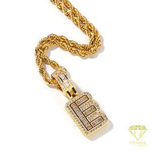 Collier pendentif Hip Hop H pour hommes, chaîne cubaine en strass, couleur or, style streetwear, bijoux tendance - Product Image 4