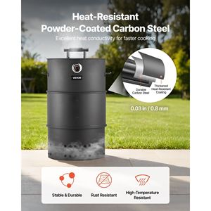 18.5\" Barrel Outdoor Charcoal Smoker Grill Coated Steel BBQ with 2 Grilling Grates and 1 Hanging for <b>Camping</b> - Product Image 5