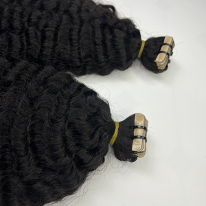 Extensiones de cinta de cabello rizado birmano sin procesar 100% vietnamita extensiones de cabello de cinta virgen cruda de color natural - Product Image 2