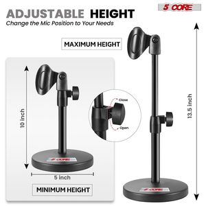 Supporto per Microfono da Scrivania 3-in-1 Regolabile con Morsetto per Telefono e Braccio MS RBS - Product Image 2