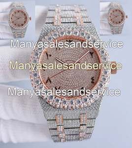 Nouvelle Tendance Montre en Acier Inoxydable Or Rose avec Cadran en Moissanite, Design Hip Hop Entièrement Sertie de Diamants, Résistance à l'Eau 10 Bar, Bijou le Plus Vendu - Product Image 2