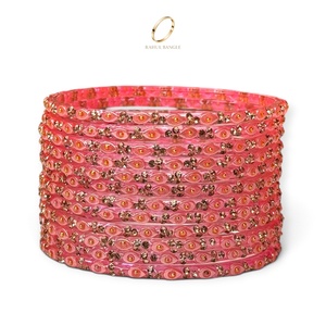 Bracelets en verre rose pâle traditionnels kashmiris, taille émeraude, forme goutte de pluie, bijoux en gros, bracelets en verre et bracelets de mariage indiens - Product Image 4