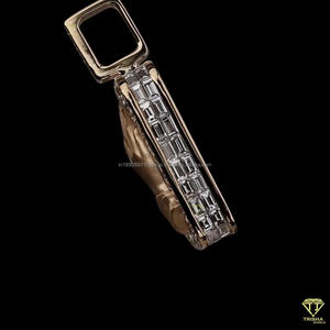 Hip Hop Mode Urbaine Déclaration Religieuse Fine Pendentifs Charmes VVS Lab Grown Stones Rectangulaire Forme Prier Charme - Product Image 5