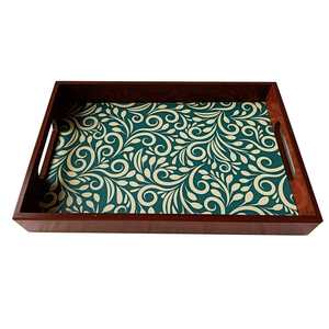 Bandeja de Servir Decorativa de Madera con Diseño Floral, Bandeja para Servir Té, Café y Aperitivos, Decoración Elegante para el Hogar, Organizador de Mesa - Product Image 2