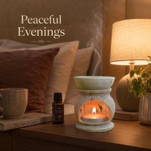 Handcrafted Natural Soapstone Essential Oil Burner | Tea Light <b>Wax</b> <b>Melt</b> Warmer Aromatherapy Diffuser for Home Spa Decor Gifts - Product Image 3