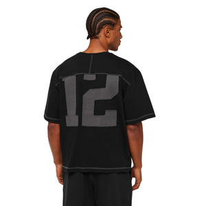 Camiseta Deportiva Oversize para Hombre con Estampado de Águila, Estilo Urbano, Transpirable, Holgada, para Entrenamiento y Fitness, Negra - Product Image 2