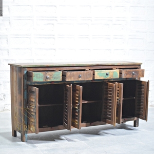 Recycled Wood Antique <b>Rustic</b> <b>Sideboard</b> Cabinet with Shaker Doors and Storage for Living Room Bedroom - Product Image 2