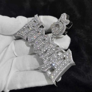 Collar llamativo con colgante de letra BOOMA estilo Iced Out, de Moissanita con micro pavé, estilo Hip Hop, para hombre, joyería llamativa - Product Image 3