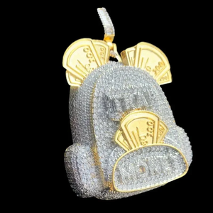 Collar llamativo de moissanita plateada con colgante Iced Backpack de 50mm, joyería Hip Hop en tonos blanco, amarillo y rosa, joyería Iced Backpack - Product Image 4