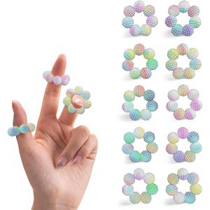 Paquete de 10 Anillos Sensoriales con Púas, Masajeador de Dedos de Acupresión Silencioso para Adultos y Adolescentes, Anillo Antiestrés, Joyería Moderna - Product Image 1