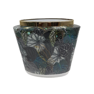 Pot en verre imprimé floral avec couvercle, pot de rangement décoratif, vase en verre de luxe à motif floral pour la décoration de la maison et la mise en scène de la table - Product Image 4