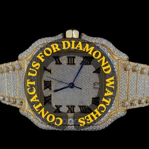 Bijoux Hip Hop personnalisés au design attrayant pour homme, avec cadran carré entièrement serti de chiffres romains, collection mécanique élégante - Product Image 1