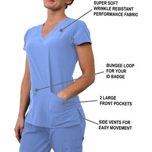 Tenues d'isolement élastiques à manches courtes, style été, en polyester micro-extensible, avec détection par aiguille, pour médecins et infirmières - Product Image 2