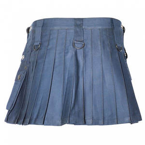 Kilt Utilitario Corto para Mujer, Color Azul Marino, Nuevo, con Cuatro Correas de Cuero, Bolsillos Cargo, Estilo Tradicional Escocés - Product Image 3