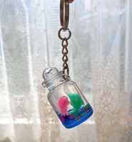 Llavero de botella de acrílico líquido Tema de parque marino flotante Patrón de delfín 3D