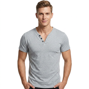 Camiseta de Manga Corta con Cuello en V para Hombre, Corte Ajustado, 100% Algodón Jersey, Color Sólido Informal, Transpirable, Diseño de Punto, Secado Rápido, 100% Algodón - Product Image 5