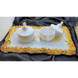 Wholesale Resin <b>Jar</b> Tray Set 4 Piece Handmade Designer Containers for Dry Fruits Snacks <b>Spices</b> Kitchen Table Home Decor - Product Image 1