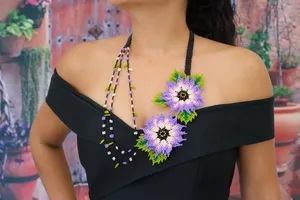 SUPER SOLDE : Collier vintage perlé Huichol avec marguerites Gerbera pour anniversaire, Noël, mariage - Product Image 5