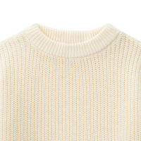 Sweater Rajut Kerah Bulat 100% Katun Unisex Bayi Balita Musim Dingin Kasual Lengan Panjang Warna Solid Ramah Lingkungan 7GG Gauge Atasan