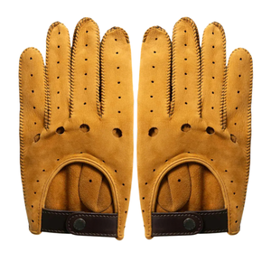 Guantes de Conducción de Cuero Hechos a Mano, Color Marrón Tostado, Cierre de Broche Cobrax, Perforados, Piel de Cordero Premium, Elásticos, Unisex, para Ciclismo y Actividades al Aire Libre - Product Image 6