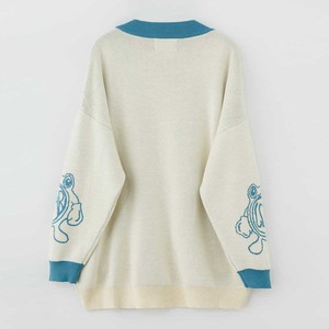 Men's Breathable V-Neck Varsity Cardigan Striped Sleeve Knitted Sweater Button Down <b>Jacket</b> for Spring Autumn - Product Image 5