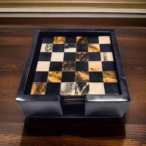 Offre Spéciale : Ensemble de Sous-Verres Carrés et Ronds en Bois et Résine pour Tasses à Thé et Café avec Support, Accessoires Perles, par Fashion Craft India - Product Image 2