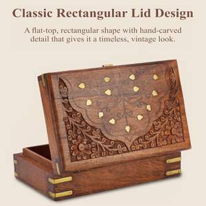 Boîte à bijoux en bois avec incrustation en laiton pour femmes, organiseur de rangement pour bijoux artisanal - Product Image 6