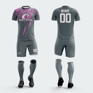 Uniforme de football imprimé léger fabriqué en usine, 100% polyester, couleur et taille personnalisées, séchage rapide, évacuation de l'humidité, manches courtes - Product Image 3