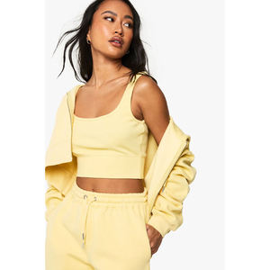 Survêtements de sport personnalisés pour femmes avec logo, brodés, pantalon de sport, haut à capuche zippé à manches longues, ensemble deux pièces - Product Image 5