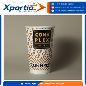 Double Wall Paper Cup 16oz 480ml Capacity Blue With White Logo Disposable Kraft Paper Coffee Club Hot Drink Cup Bulk Supply - Product Image 2