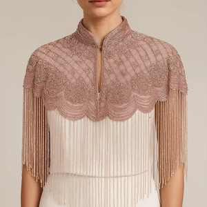 Borlas de cuentas de cristal al por mayor, flecos de tubo largo, material de borlas de cuentas, ribete de encaje para ropa y bolsos - Product Image 1