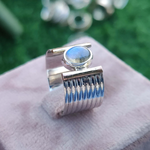 Natural Blue Larimar <b>Ring</b> Boho Handmade Silver Jewelry healing <b>crystal</b> <b>ring</b> - Product Image 2