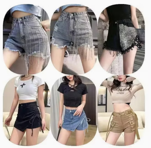 Shorts de Mezclilla de Cintura Alta con Diseño Asimétrico Desgastado, Transpirables, Casuales de Verano para Mujer, Estilo Desgastado Azul Claro - Product Image 1