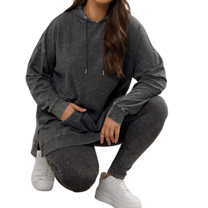 Sweats à capuche décontractés pour femmes grandes tailles, confortables, en tricot, 100% coton, tissu de printemps, vente en gros, personnalisable, échantillon gratuit, meilleure qualité - Product Image 4