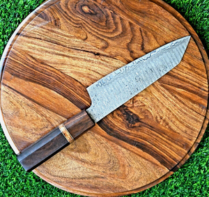 Couteau de chef SM Knives Sm4 de 13 pouces, forgé à la main en damas, manche en bois, étui en cuir, garantie de 3 ans - qualité industrielle/bricolage - Product Image 6