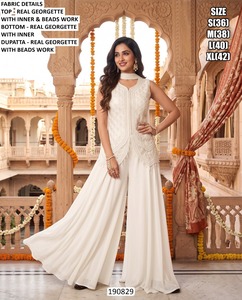 Élégant Salwar Kameez jaune en résille avec haut court orné de perles, coupe régulière, longueur ras du sol, séchage rapide, pour femme, mariage Inde Pakistan - Product Image 2