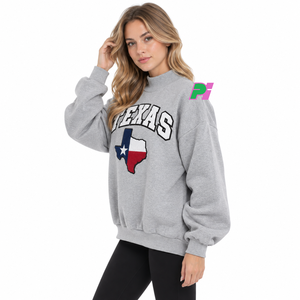 Sudadera de cuello alto para mujer, con parche bordado de la bandera de Texas, estilo oversize, informal, 100% algodón polar transpirable - Product Image 3