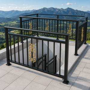 Rampe de balcon décorative en métal noir, balustrade à volutes pour terrasse, patio, vue sur le lac, conception extérieure sécurisée - Product Image 3