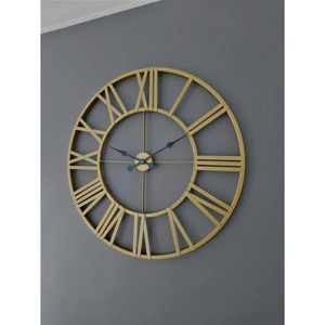 Luxury Designer Metal Wall <b>Clock</b> Hollowed Out Roman Design <b>Silent</b> Quartz Movement Wall Art For Living Room And Hotel Decor - Product Image 6