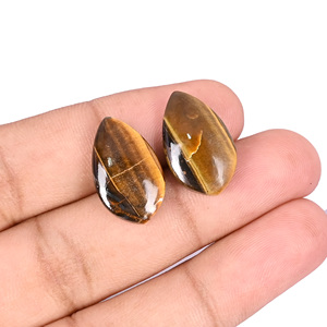Pierre précieuse naturelle œil de tigre, 19,5 carats, forme poire, 20x12 mm, cabochon à dos plat pour la fabrication de bijoux |   1 pièce - Product Image 5