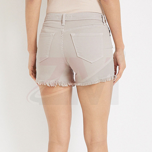 Shorts de mezclilla de cintura alta para mujer, casuales, desgastados, con dobladillo deshilachado, pantalones cortos de mezclilla a la moda para verano - Product Image 4