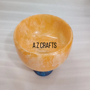 Handmade White Yellow Resin Decorative Bowl Ocean Wave Design for Fruit Salad Serving handcrafted and <b>keepsake</b> presentation - Product Image 1