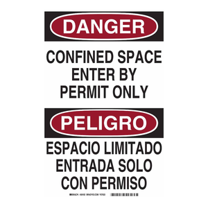 Panneau bilingue en PVC « Danger : Espace Confiné - Utilisation par Permis Seulement » pour la sécurité industrielle - Product Image 1