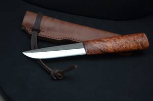 Hunting Knife With Wood Handle Drop Point Blade Stainless Steel Straight Edge <b>Leather</b> Sheath Outdoor Survival <b>Tool</b> - Product Image 5