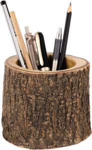 Porte-crayons en bois rustique fait main, multifonctionnel, organisateur de bureau moderne avec design personnalisable - Product Image 2