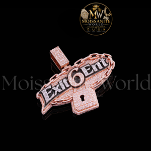 Collar de Plata de Ley 925 con Moissanita, Bañado en Oro Rosa, VVS D GRA, con Dijes de Medalla, Certificado por Terceros, 16 Pulgadas, Joyería Fina, Estilo Hip Hop - Product Image 2