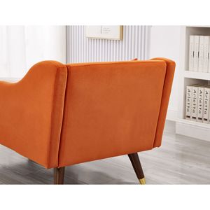 Moderna Chaise Longue in Velluto Arancione con Imbottitura Confortevole - Product Image 6
