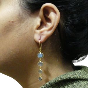 Ensemble de boucles d'oreilles pendantes en argent sterling 925 plaqué or pour femmes, pour les occasions spéciales - Product Image 4